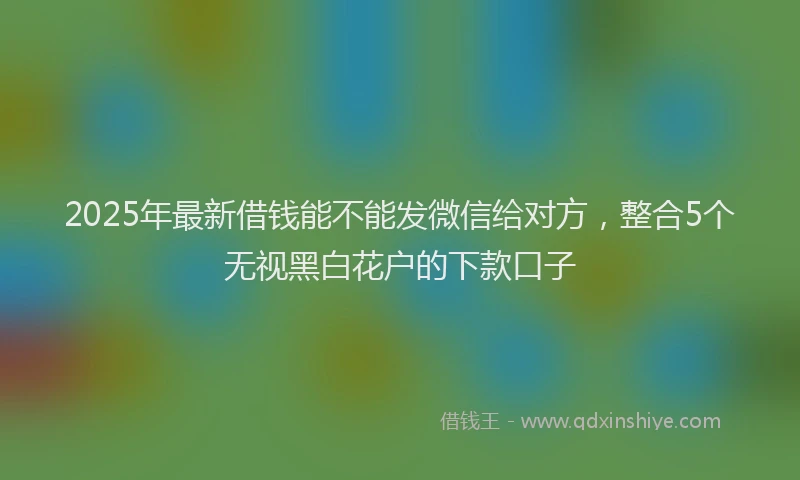 2025年最新借钱能不能发微信给对方，整合5个无视黑白花户的下款口子