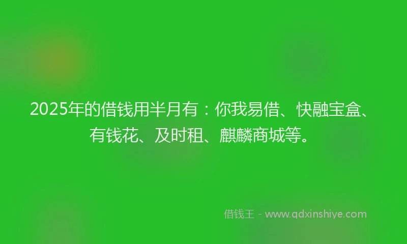 2025年的借钱用半月有：你我易借、快融宝盒、有钱花、及时租、麒麟商城等。