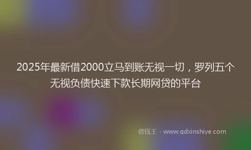 2025年最新借2000立马到账无视一切，罗列五个无视负债快速下款长期网贷的平台