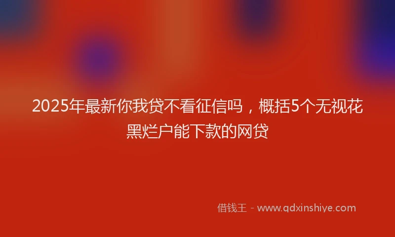 2025年最新你我贷不看征信吗，概括5个无视花黑烂户能下款的网贷