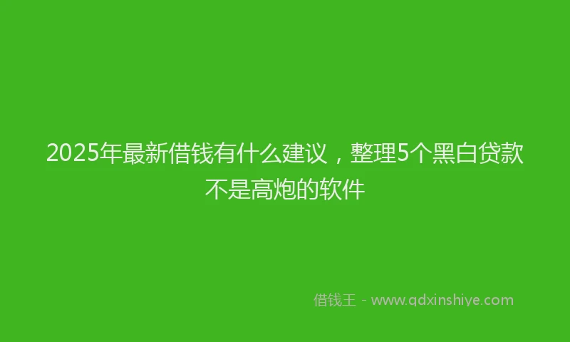 2025年最新借钱有什么建议，整理5个黑白贷款不是高炮的软件