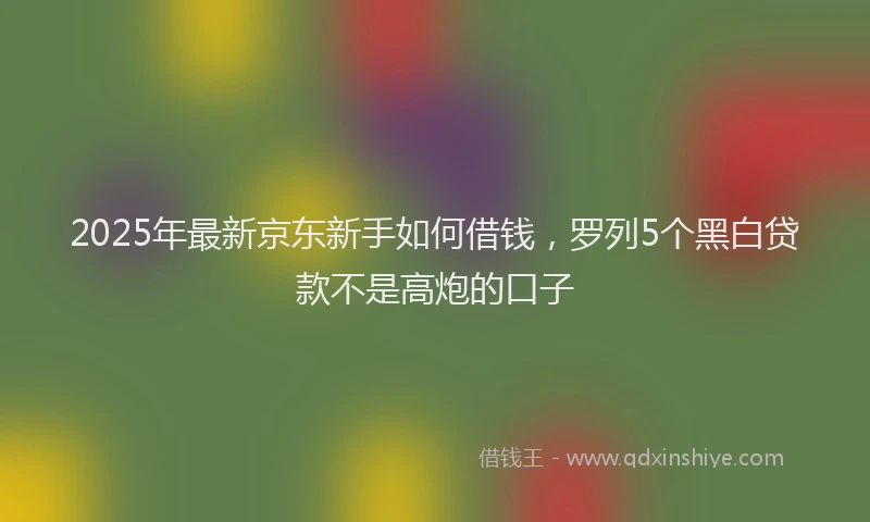 2025年最新京东新手如何借钱，罗列5个黑白贷款不是高炮的口子