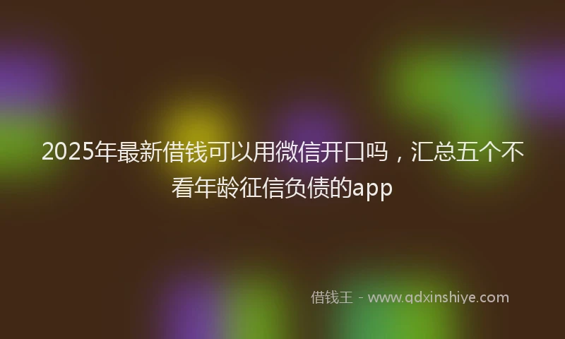 2025年最新借钱可以用微信开口吗，汇总五个不看年龄征信负债的app