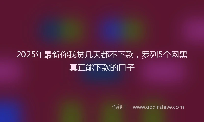2025年最新你我贷几天都不下款，罗列5个网黑真正能下款的口子