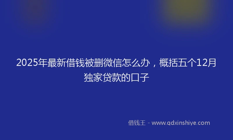2025年最新借钱被删微信怎么办，概括五个12月独家贷款的口子