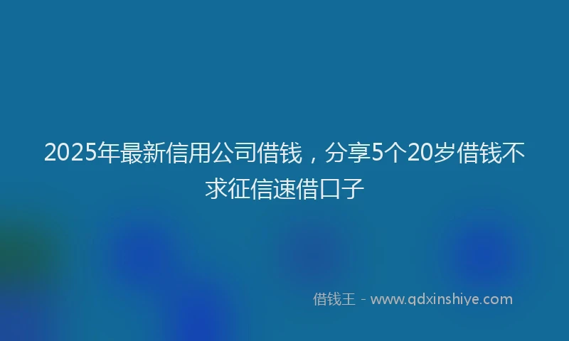 2025年最新信用公司借钱，分享5个20岁借钱不求征信速借口子