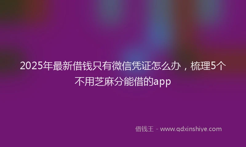 2025年最新借钱只有微信凭证怎么办，梳理5个不用芝麻分能借的app