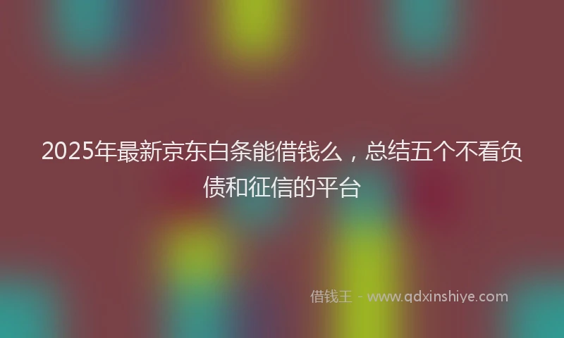 2025年最新京东白条能借钱么，总结五个不看负债和征信的平台