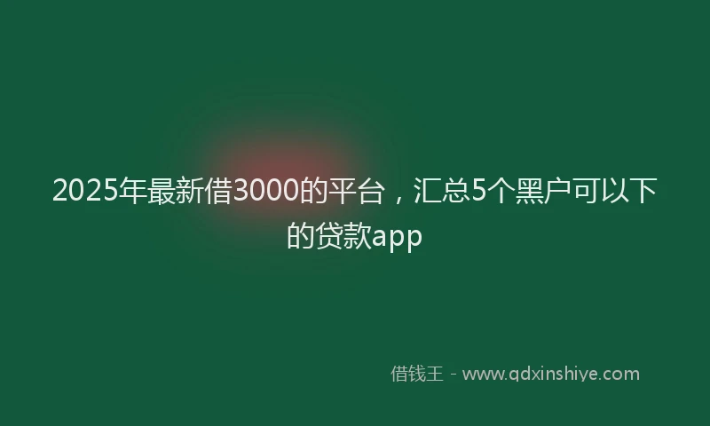 2025年最新借3000的平台，汇总5个黑户可以下的贷款app