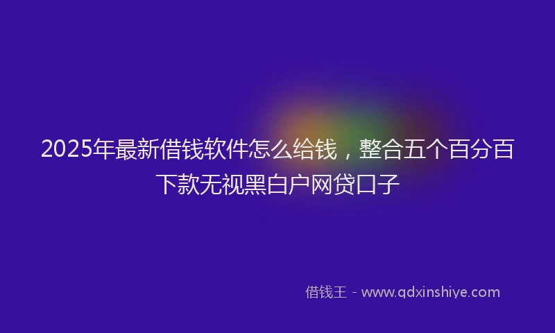 2025年最新借钱软件怎么给钱，整合五个百分百下款无视黑白户网贷口子