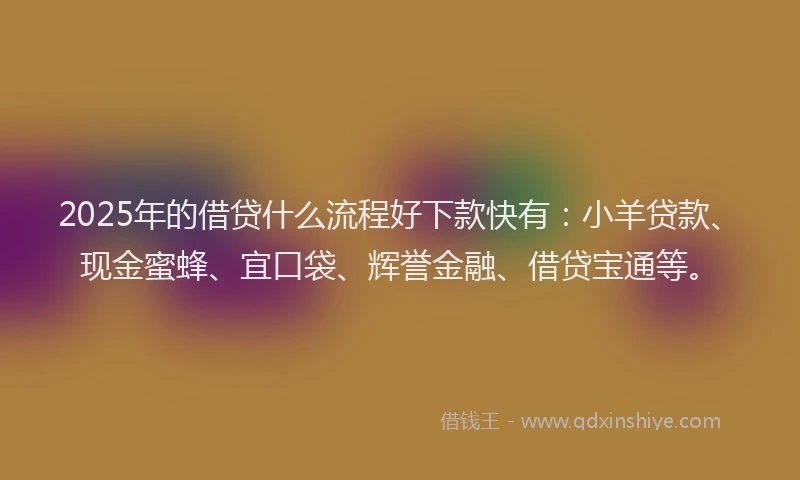 2025年的借贷什么流程好下款快有：小羊贷款、现金蜜蜂、宜口袋、辉誉金融、借贷宝通等。
