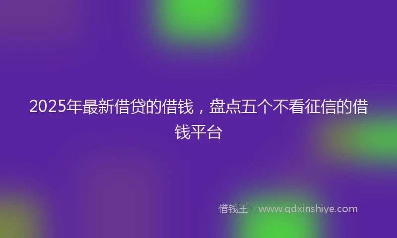 2025年最新借贷的借钱，盘点五个不看征信的借钱平台