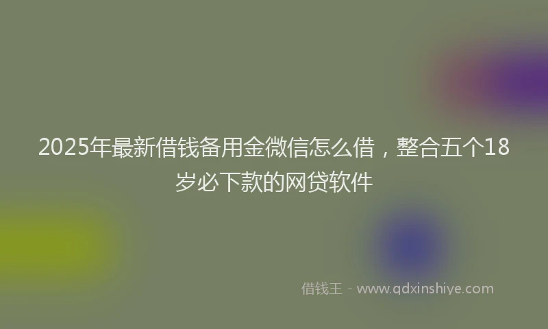 2025年最新借钱备用金微信怎么借，整合五个18岁必下款的网贷软件