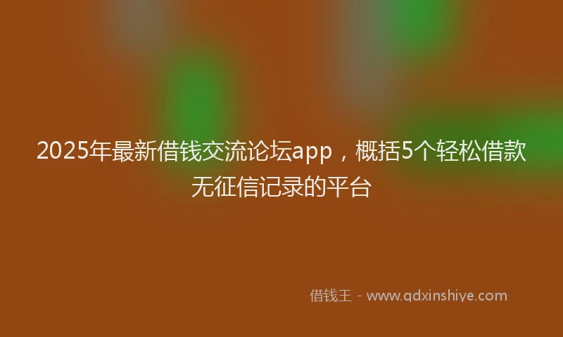2025年最新借钱交流论坛app，概括5个轻松借款无征信记录的平台