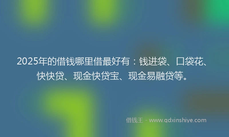 2025年的借钱哪里借最好有：钱进袋、口袋花、快快贷、现金快贷宝、现金易融贷等。
