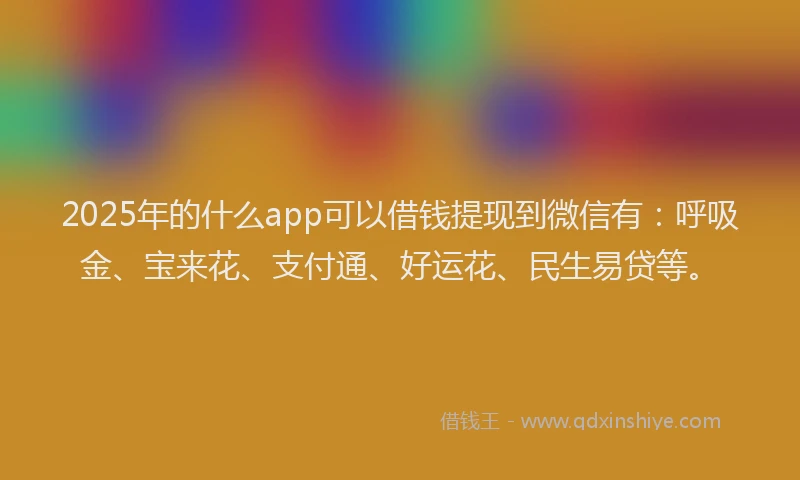 2025年的什么app可以借钱提现到微信有：呼吸金、宝来花、支付通、好运花、民生易贷等。