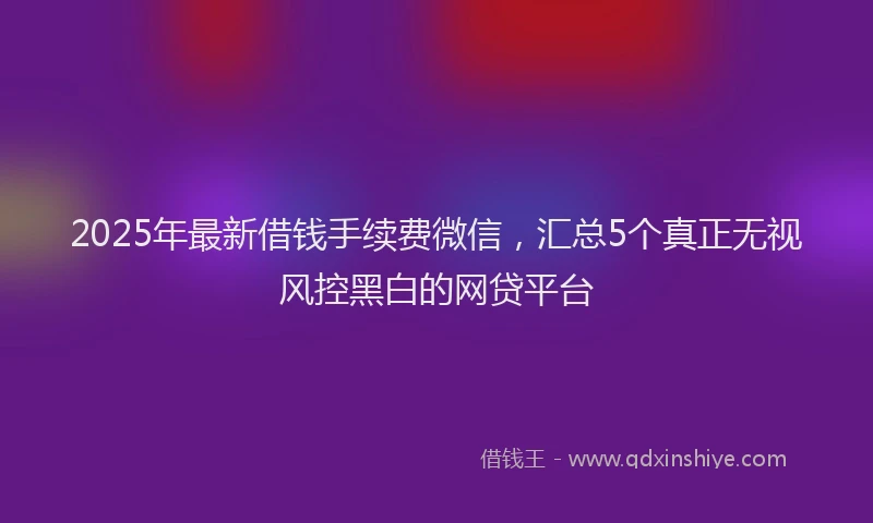 2025年最新借钱手续费微信，汇总5个真正无视风控黑白的网贷平台