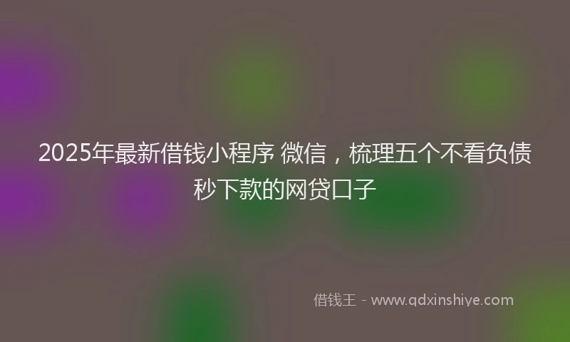 2025年最新借钱小程序 微信，梳理五个不看负债秒下款的网贷口子
