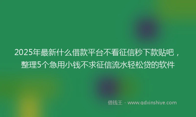 2025年最新什么借款平台不看征信秒下款贴吧，整理5个急用小钱不求征信流水轻松贷的软件