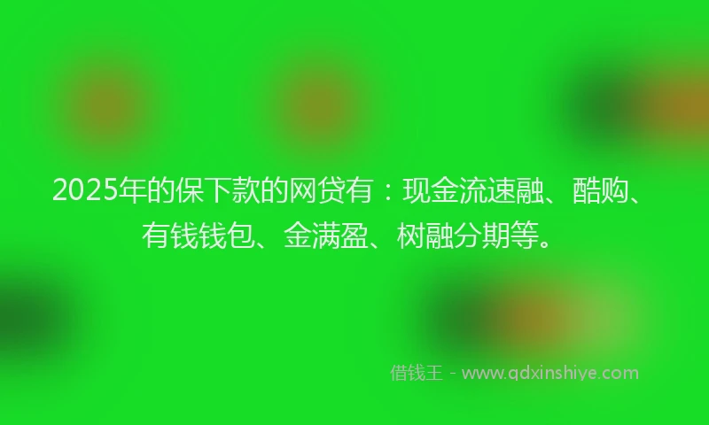2025年的保下款的网贷有：现金流速融、酷购、有钱钱包、金满盈、树融分期等。