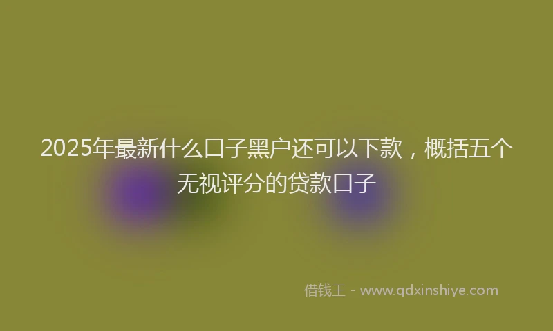 2025年最新什么口子黑户还可以下款，概括五个无视评分的贷款口子