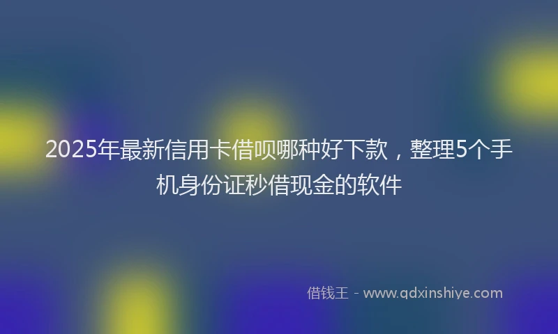 2025年最新信用卡借呗哪种好下款，整理5个手机身份证秒借现金的软件