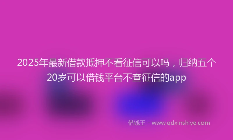 2025年最新借款抵押不看征信可以吗，归纳五个20岁可以借钱平台不查征信的app
