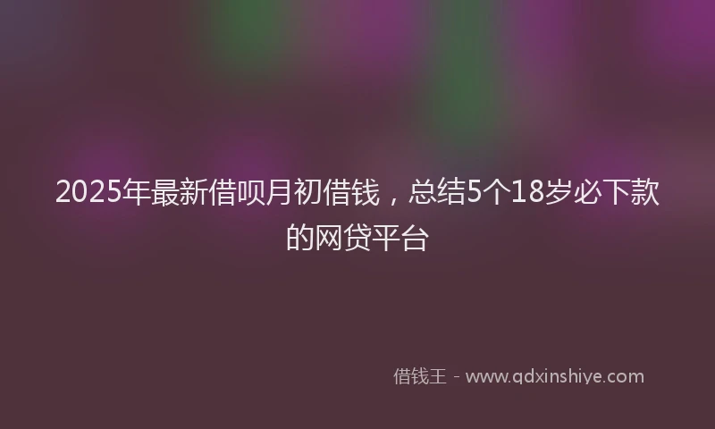 2025年最新借呗月初借钱，总结5个18岁必下款的网贷平台
