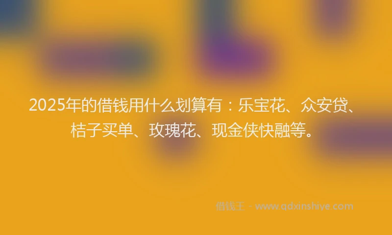 2025年的借钱用什么划算有：乐宝花、众安贷、桔子买单、玫瑰花、现金侠快融等。