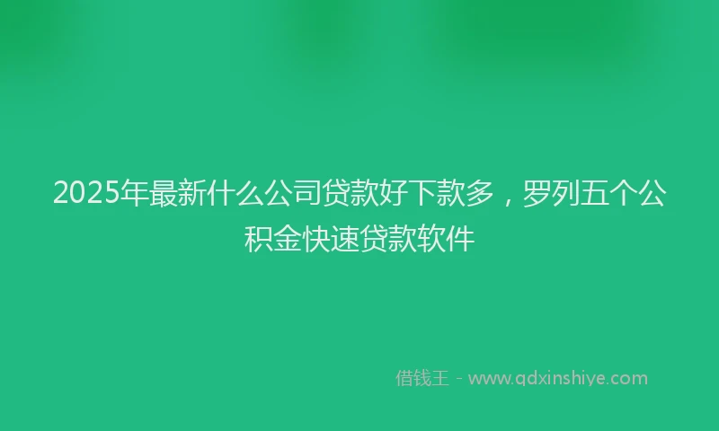 2025年最新什么公司贷款好下款多，罗列五个公积金快速贷款软件