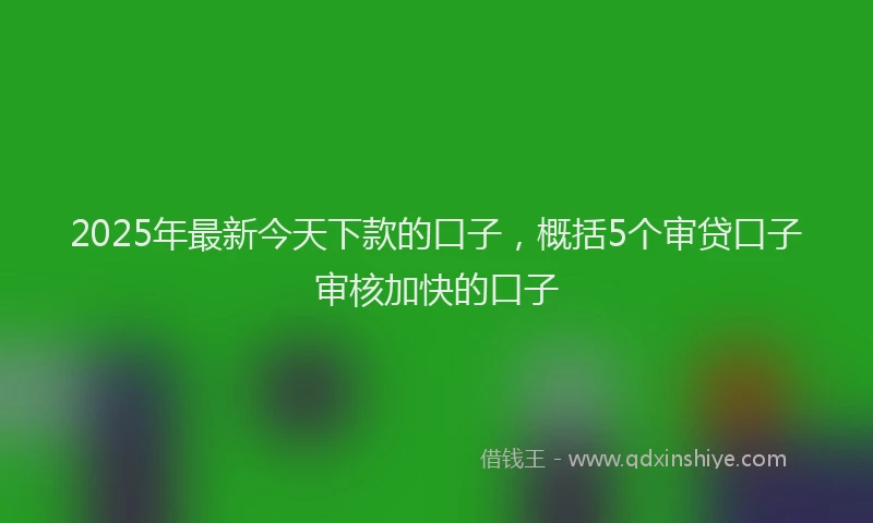 2025年最新今天下款的口子，概括5个审贷口子审核加快的口子