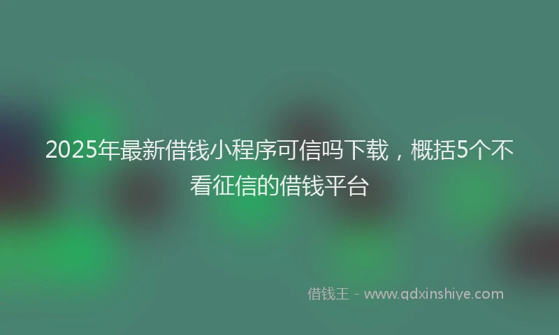2025年最新借钱小程序可信吗下载，概括5个不看征信的借钱平台