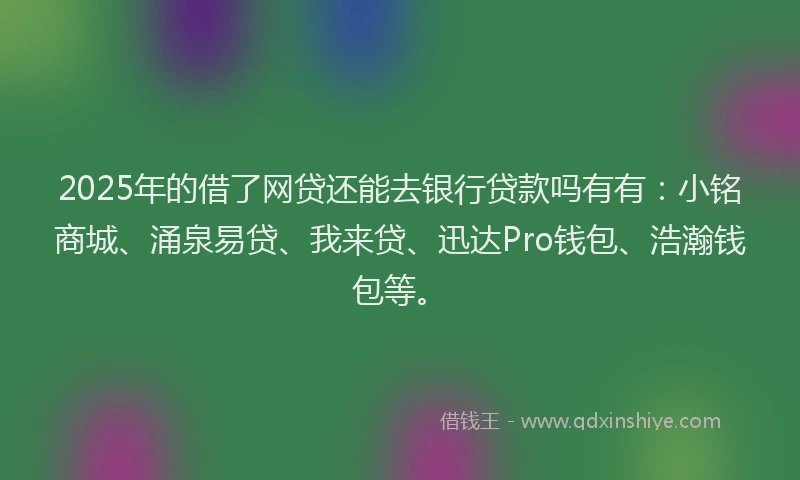 2025年的借了网贷还能去银行贷款吗有有：小铭商城、涌泉易贷、我来贷、迅达Pro钱包、浩瀚钱包等。