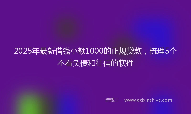 2025年最新借钱小额1000的正规贷款，梳理5个不看负债和征信的软件