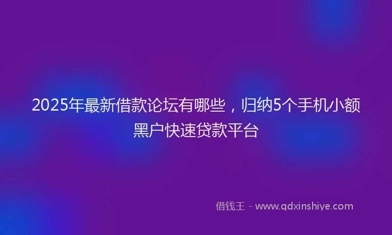 2025年最新借款论坛有哪些，归纳5个手机小额黑户快速贷款平台