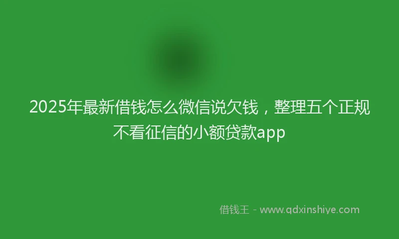 2025年最新借钱怎么微信说欠钱，整理五个正规不看征信的小额贷款app