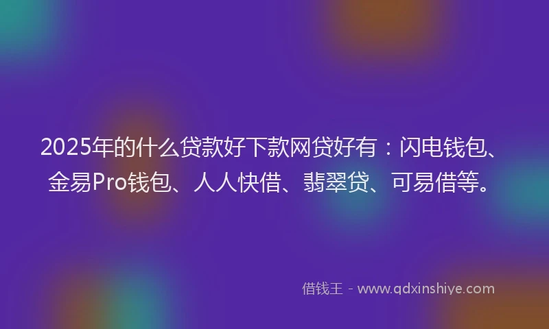 2025年的什么贷款好下款网贷好有：闪电钱包、金易Pro钱包、人人快借、翡翠贷、可易借等。