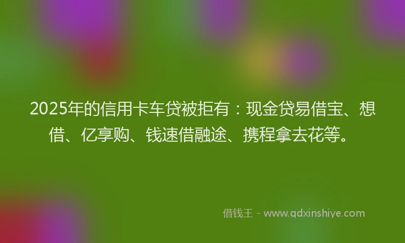 2025年的信用卡车贷被拒有：现金贷易借宝、想借、亿享购、钱速借融途、携程拿去花等。