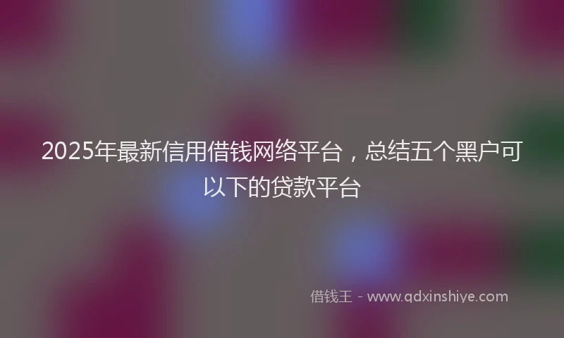 2025年最新信用借钱网络平台，总结五个黑户可以下的贷款平台