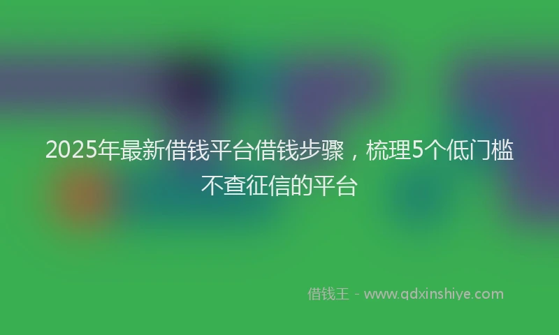 2025年最新借钱平台借钱步骤，梳理5个低门槛不查征信的平台