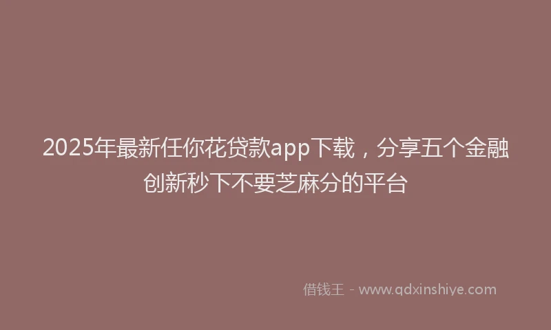2025年最新任你花贷款app下载，分享五个金融创新秒下不要芝麻分的平台