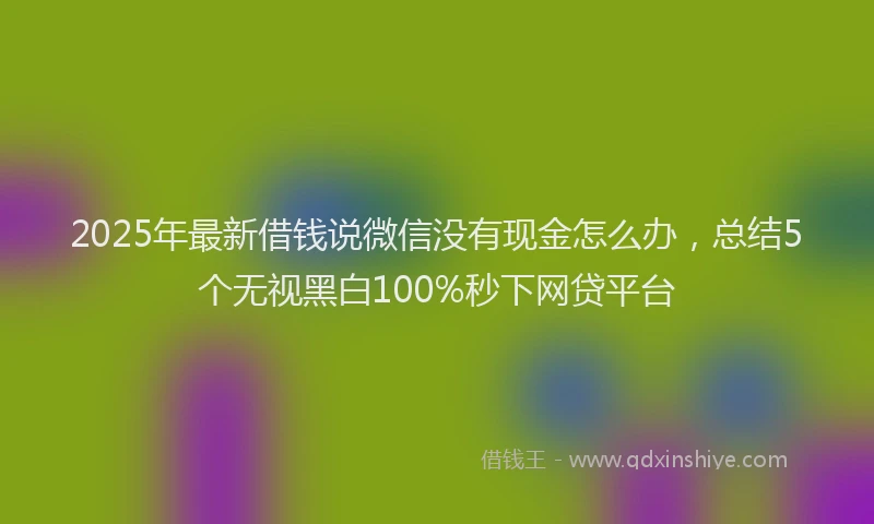 2025年最新借钱说微信没有现金怎么办，总结5个无视黑白100%秒下网贷平台
