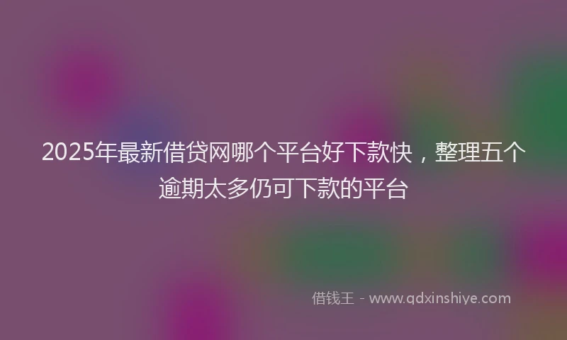 2025年最新借贷网哪个平台好下款快，整理五个逾期太多仍可下款的平台