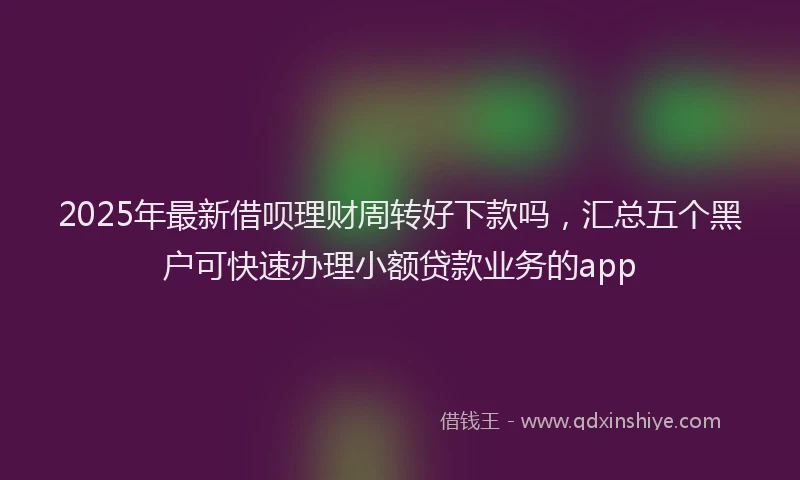 2025年最新借呗理财周转好下款吗，汇总五个黑户可快速办理小额贷款业务的app