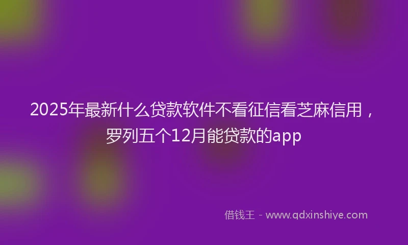 2025年最新什么贷款软件不看征信看芝麻信用，罗列五个12月能贷款的app