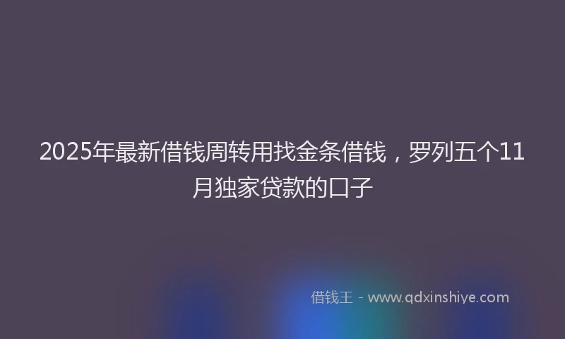 2025年最新借钱周转用找金条借钱，罗列五个11月独家贷款的口子