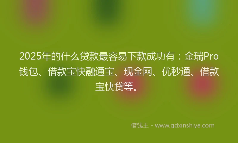 2025年的什么贷款最容易下款成功有：金瑞Pro钱包、借款宝快融通宝、现金网、优秒通、借款宝快贷等。
