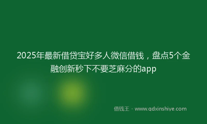 2025年最新借贷宝好多人微信借钱，盘点5个金融创新秒下不要芝麻分的app