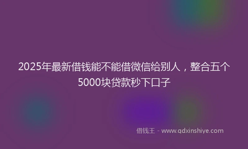 2025年最新借钱能不能借微信给别人，整合五个5000块贷款秒下口子