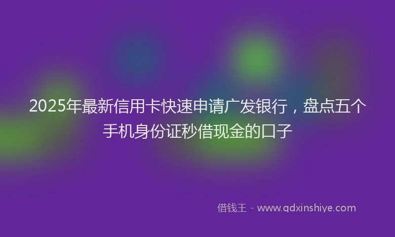 2025年最新信用卡快速申请广发银行，盘点五个手机身份证秒借现金的口子